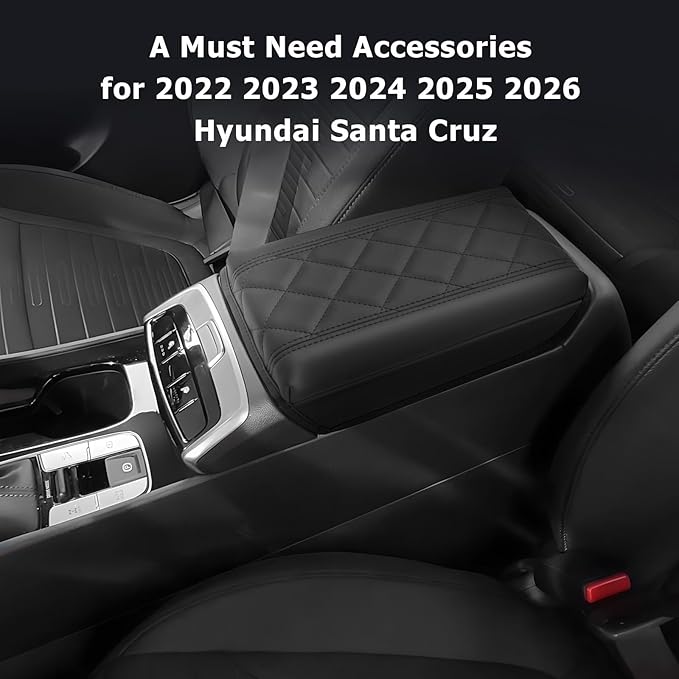 LUWU 2025 2026 Santa Cruz Center Console Cover Compatible with 2022 2023 2024 2025 2026 Santa Cruz Accessories Armrest Cover Center Console Pad Armrest Console Cover (Thick Black)