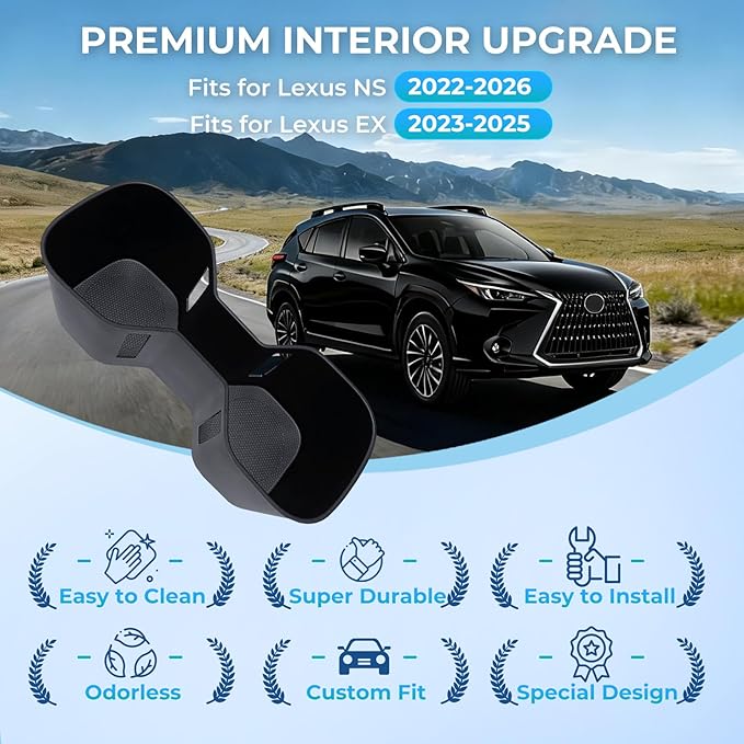 Center Console Cup Holder Inserts for Lexus ES 2025 2024 2023 & Lexus NX 2025 2024 2023 2022, TPE Interior Accessories Cup Holder Cover for 2023-2025 ES & 2022-2025 NX, Black