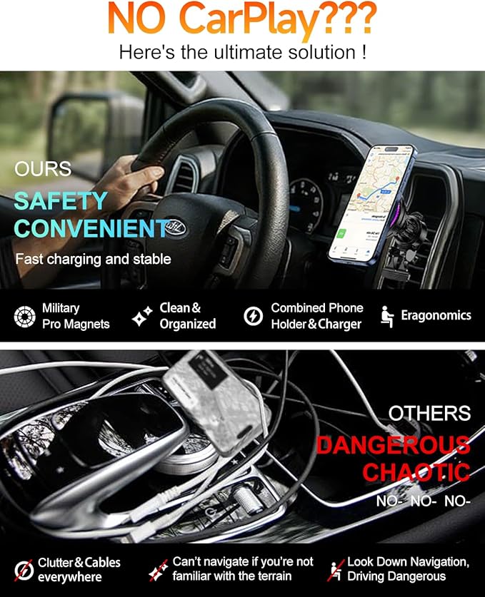 for MagSafe Car Mount Charger, [TEC & Fan Cooling] 15W Fast Charging Magnetic Wireless Car Charger, [3800gf Ultra Magnet] Magnetic Phone Holder for Your Car, 360° Vent Car Bracket for iPhone & Android