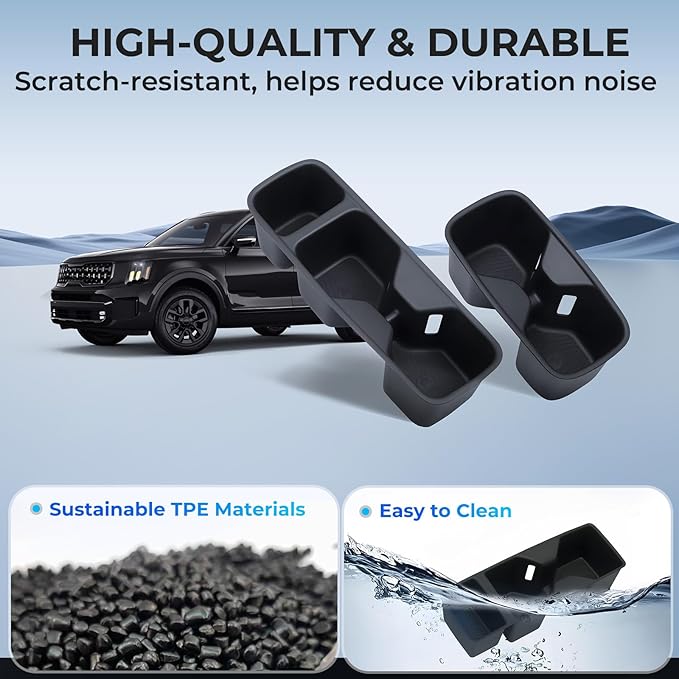 Cup Holder Inserts for KIA Telluride 2025 2024 2023 2022 2021 2020, Front & Rear TPE Center Console Interior Accessories Cup Holders Covers Protector for 2020-2025 Telluride, Black