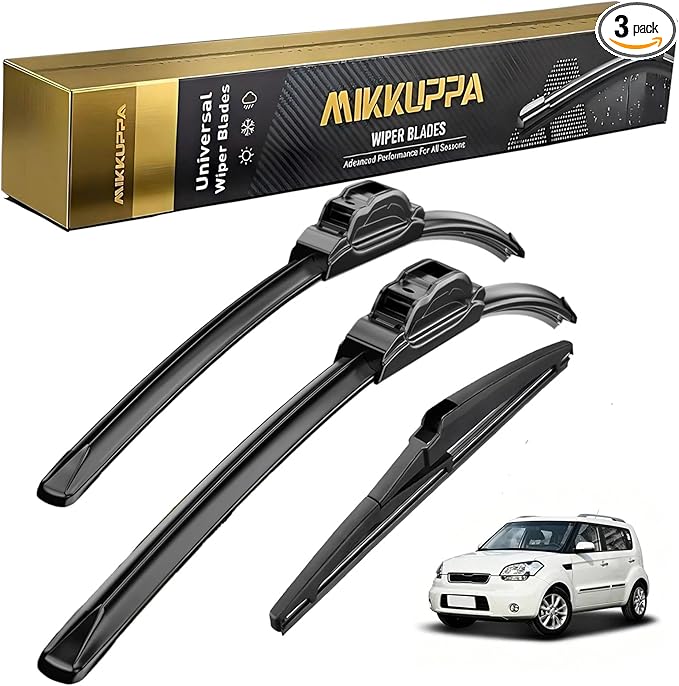 MIKKUPPA 24"+20"+11" Windshield Wiper Blades Replacement for 2015-2019 Kia Soul EV, 2010-2019 Kia Soul, Front & Rear Durable Stable Quiet All Season (Pack of 3)
