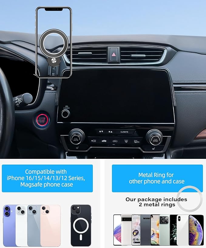 Car Phone Holder for 2017-2022 Honda CR-V Accessories Apply to 5/7 Inch Touch Screen Fixed Clip Magnetic Cell Phone Mount Hands-Free 360 Degree Rotation