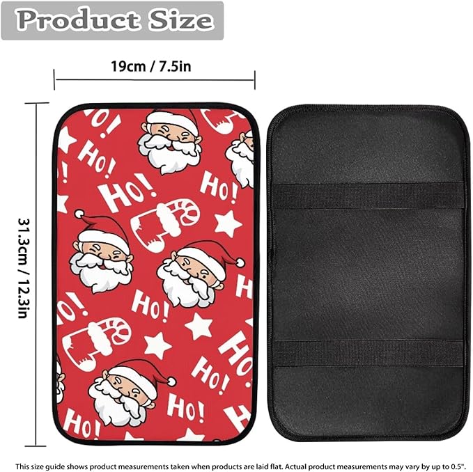 Christmas Hoho Car Armrest Storage Box Mat Car Center Console Cover Car Armrest Seat Box Cover for Most Vehicle, SUV, Truck Car Decors