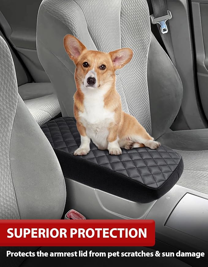 KBH Center Console Armrest Cover for Toyota Camry 2007 2008 2009 2010 2011, Middle Console Lid Protector, Arm Rest Pad Accessories, Anti-Scratch, Vinyl Leather, Black