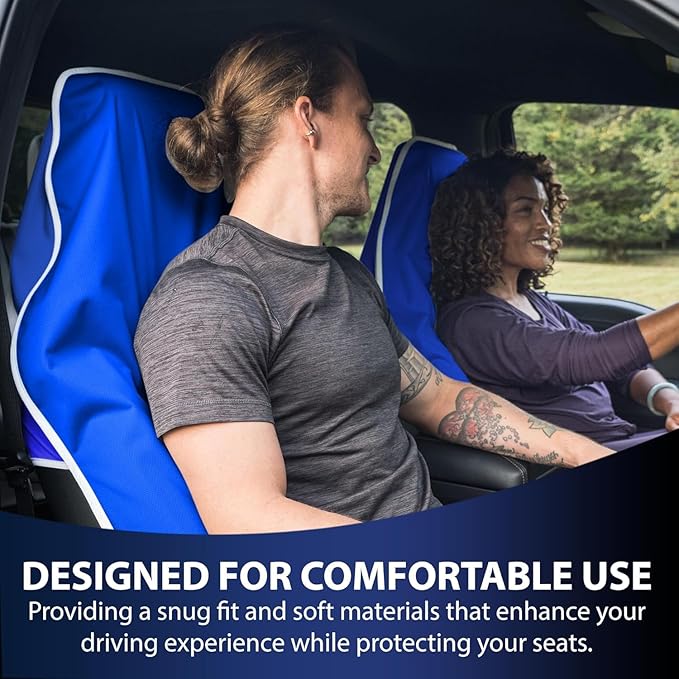 Dri Seats Waterproof Car Seat Cover – Premium Sweat Towel with Slip Resistant Backing for Front Seats in Cars, Trucks, SUVs – Universal Seat Covers & Liner, Easy Install (Blue, Large)