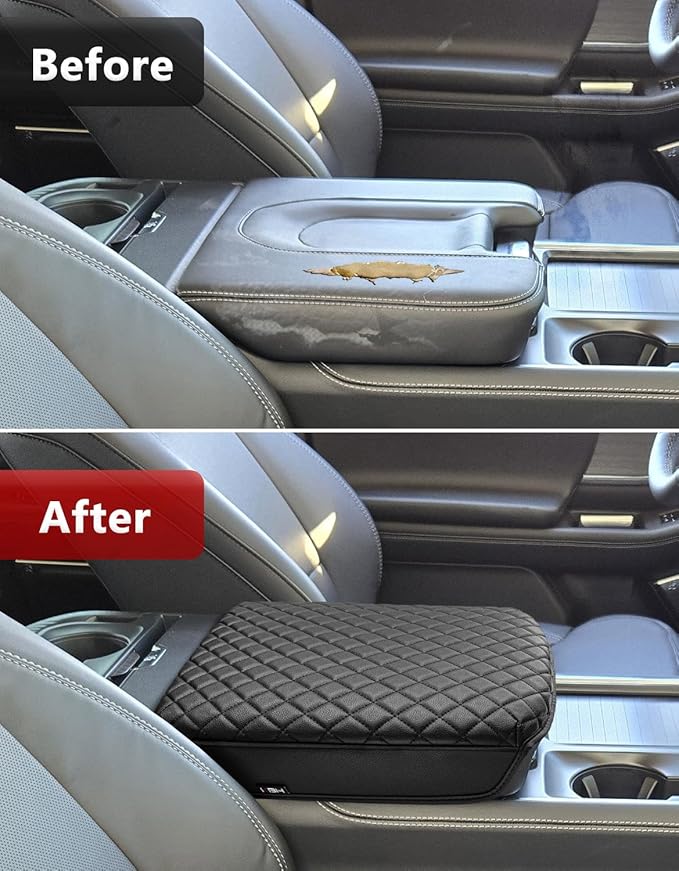KBH Center Console Armrest Cover for 2025 2026 Ford Expedition, Bucket Seat, Durable Arm Rest Cover for Car, Thick Cushion Pad, Black