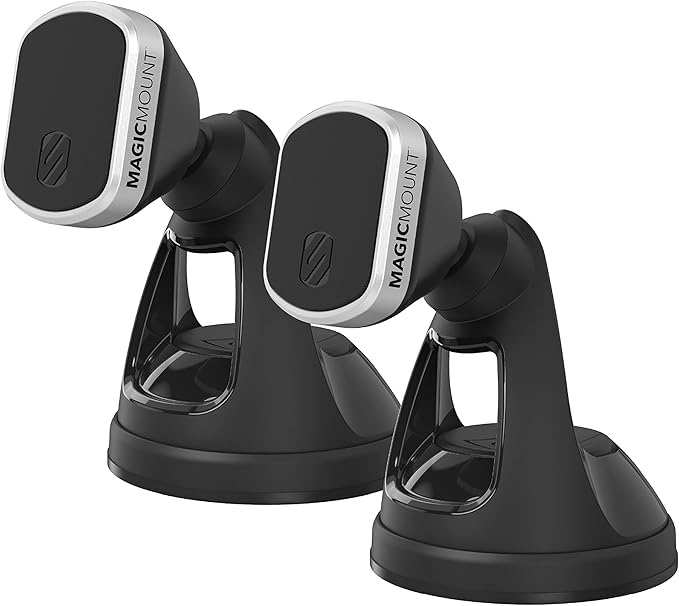 Scosche MM2WDSR-2PKXC0 MagicMount Pro Magnetic Car Phone Holder for iPhone and Android - 2 Pack Magnet Mount - Secure Magnetic Cell Phone Mount for Car Window or Dash - Universal 360° Adjustable Head