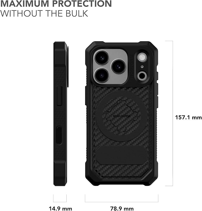 Rokform Rugged Case Compatible with iPhone 17 Pro, Magnetic Cover (Black)