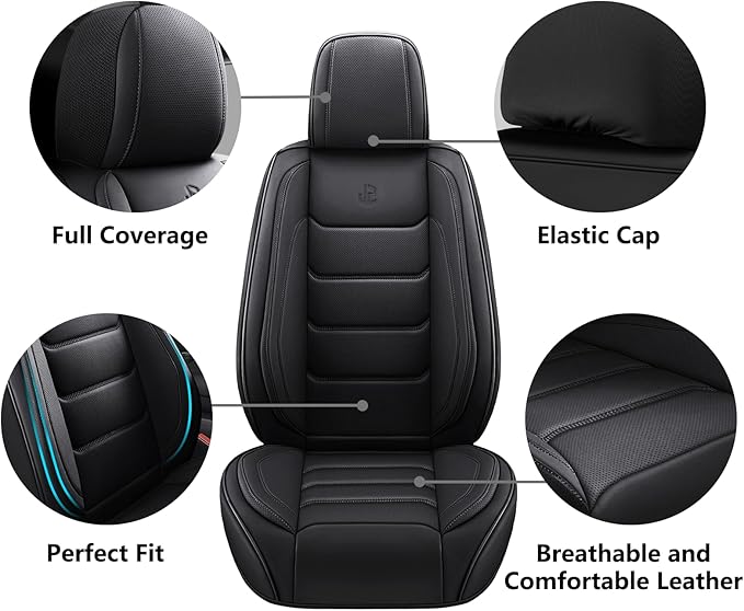 Full Coverage Faux Leather Car Seat Covers Full Set,Automotive Seat Covers for Cars,SUVs Pick-up Truck, Car Seat Cushion, Black Seat Covers,Front Seat Cover,Car Seat Protector