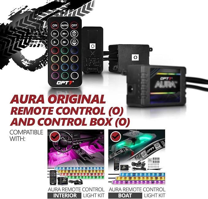 OPT7 Aura Original Control Box O with SoundSync, for Aura Car Interior LED Lights & Boat LED Lights with 4 Pin RGB Round Waterproof Connector