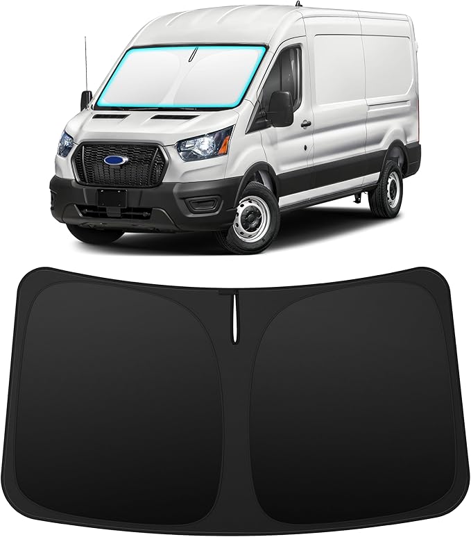 INSAUTO Custom Fit Windshield Sun Shade Accessories for Ford Transit 2015-2026, Foldable Front Window Sunshade, UV & Heat Reflector, Keeps Interior Cool, Includes Storage Bag