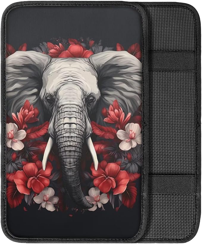 Dreaweet Car Armrest Cover Pad Center Console Cover Black,Elephant Car Accessories for Women,Soft Armrest Cover for Car Center Console for Cars Trucks SUV Sedan