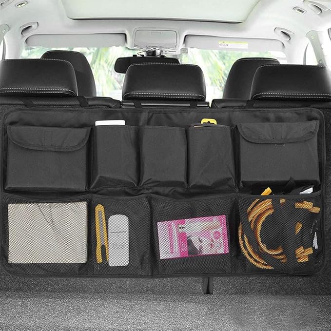 Tianle Car Trunk Organizer and Storage, Backseat Hanging Organizer for SUV, Truck, MPV, Waterproof, Collapsible Cargo Storage Bag with 4 Pockets, Car Interior Accessories (B Large)
