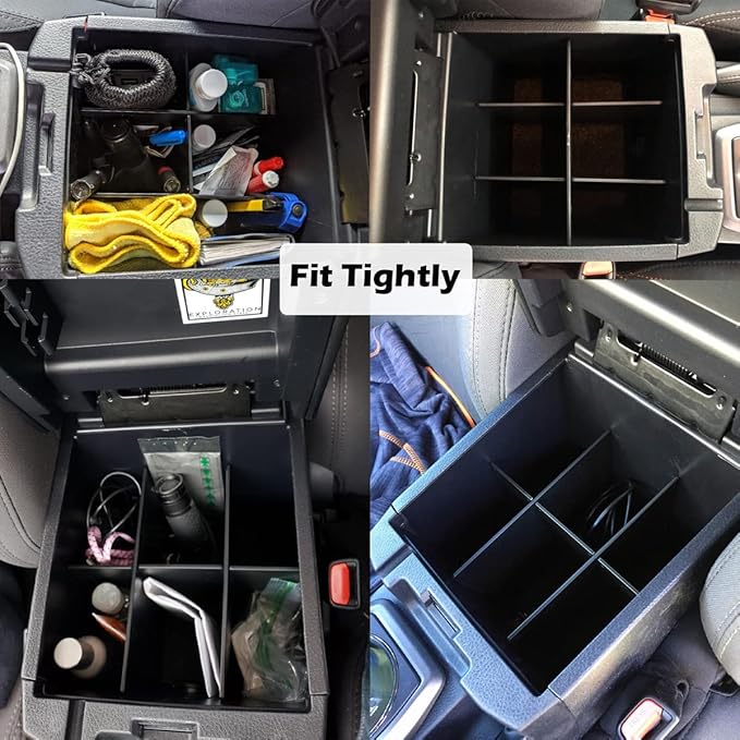 EDBETOS Center Console Organizer Insert Dividers Compatible with Toyota Tacoma 2016 2017 2018 2019 2020 2021 2022 2023 3rd Gen Tacoma Accessories Armrest Interlock Secondary Storage ABS Material