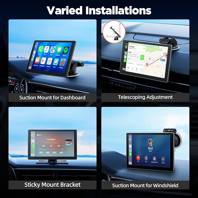 Volam 9" Wireless Carplay Screen for Car with 2.5K + 1080P Dash cam and Backup Camera Support Apple Carplay and Android Auto Car Play with Voice Assistant Bluetooth GPS Navigation AUX