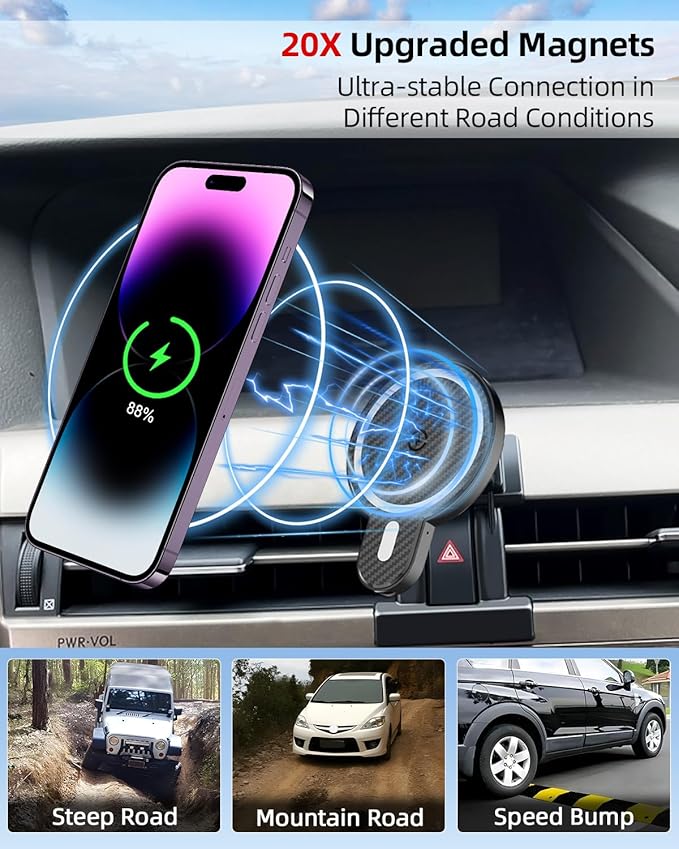 PZK Car Phone Mount for L-EXUS RX 350/ RX 450h 2010 2011 2012 2013 2014 2015 Accessories Custom Air Vent Car Phone Holder Magnetic 15W Fast Wireless Charger 360° Rotation Automobile Cradles
