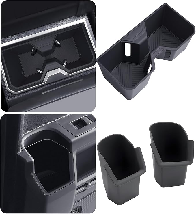 Cup Holder Inserts for Toyota 4Runner 6th Gen 2026 2025, Front & Rear TPE Center Console Interior Accessories Cup Holders Covers Protector for 2025-2026 4 Runner, Black