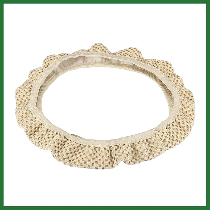 Motoforti Universal 15" Anti Slip Steering Wheel Cover Elastic Stretch Mesh Cloth Cover Accessory for Car Beige Long-Lasting