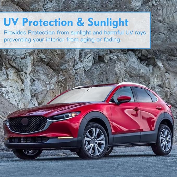 Windshield Sun Shade for 2026 2025-2019 Mazda CX-30 Custom Fit Window Sunshade Fit CX30 Windshield Cover Accessories, Front Window Shade Sun Visor Blocks UV Keep Car Cooler