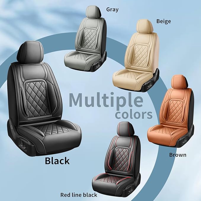 Fit Tucson Car Seat Covers Compatible with Hyundai Tucson 2010-2026, Premium Leather Breathable, Wear Resistant, Airbag Compatible, All-Weather Protection & Full Coverage, 2 Front Seat Gray