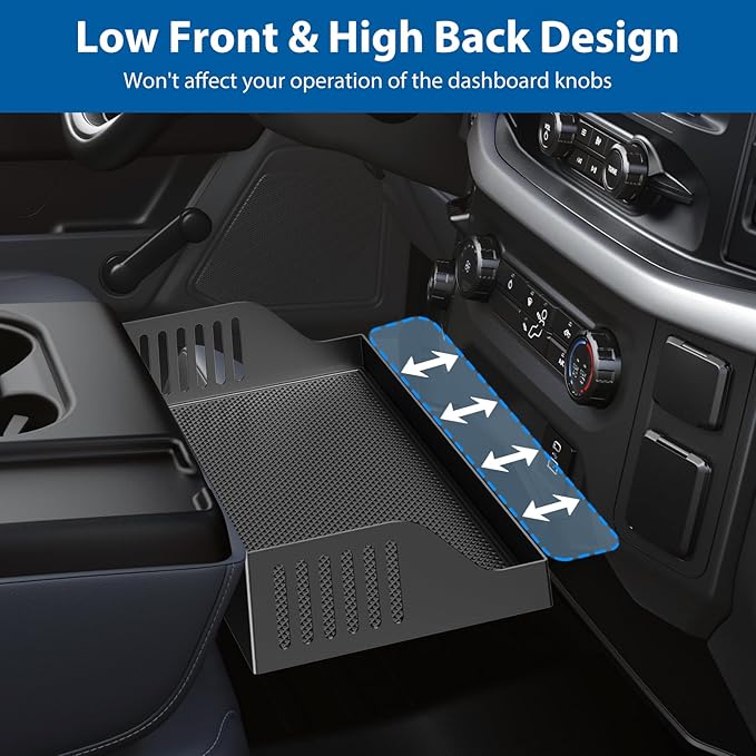All Metal Front Center Seat Headrest Organizer Compatible with 2011-2025 2026 Ford F150 F250 F350 F450 F550 F650, Center Console Container Storage Box Armrest Tray Accessories (Jump Seat Only)