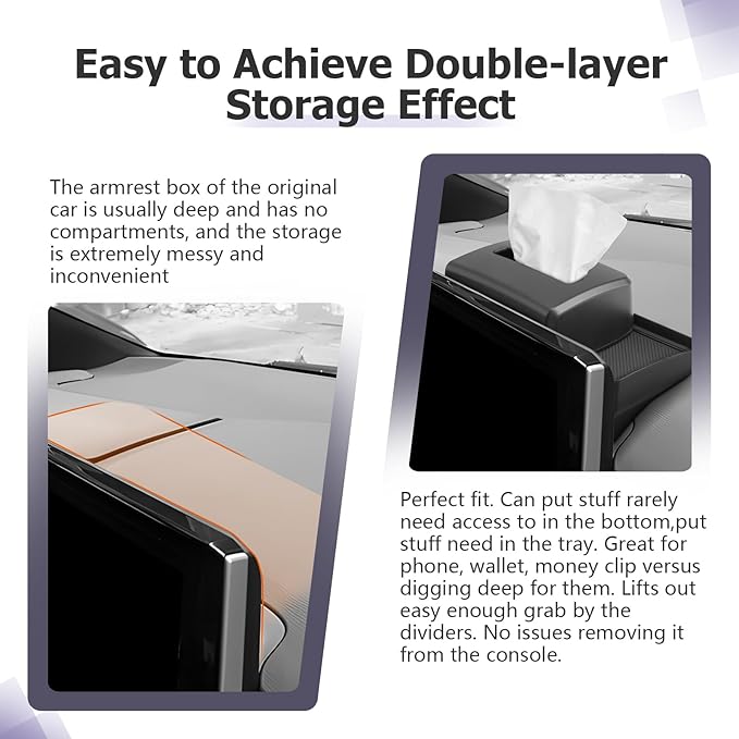 LUWU Dashboard Storage Tray Compatible with 2019-2024 2025 Toyota Corolla / 2022 2023 2024 Corolla Cross Accessories Center Console Display Box Hidden Tray Silicone Organizer Tray w/Tissue Box