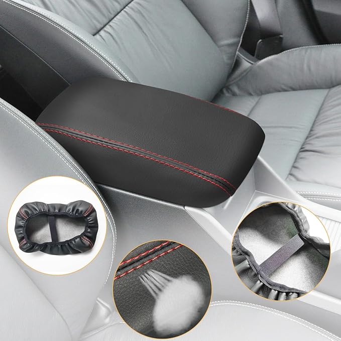 Compatible with Center Console Armrest Cover for Honda Civic 2012 2013 2014 2015 Leather Arm Rest Storage Box Lids Cushion Protector Pad