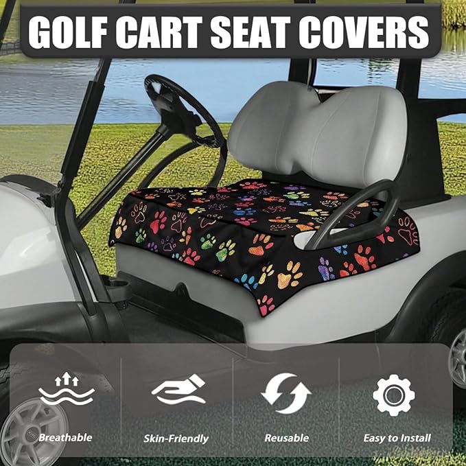 Biyejit Golf Cart Seat Covers with 4 Pockets Golf Cart Seat Towel Blanket Fits 2-Seat Golf Carts, Golf Cart Accessories