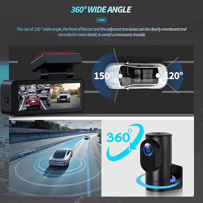 Mirror Dash Cam Front 4K+ Rear 1080P, 2 Channel HD Backup Camera Detection with Color Night Vision, 3.16" IPS Touch Screen, Loop Recording, G-Sensor, Wide Angle, Reserve Assist Fit for All Cars