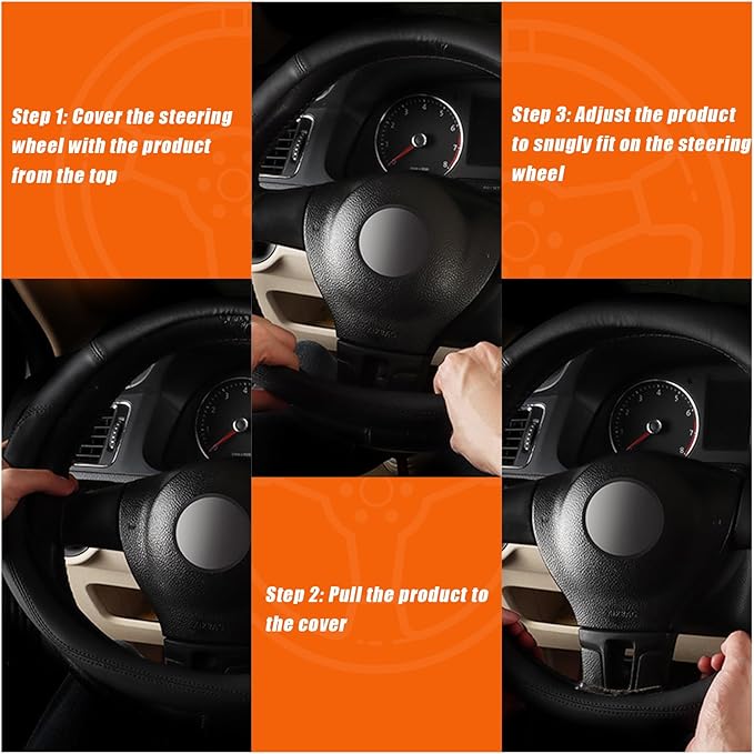 Ziciner Steering Wheel Cover, Soft Leather Premium Durable Elastic Auto Wheel Cover Protector, Stretch Breathable Anti-Slip Lining, Universal 14.5-15 inch Car Interior Accessories (Purple)