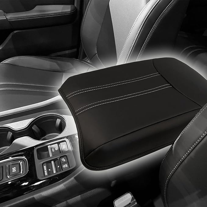 Center Console Pad Armrest Box Cover Compatible with 2023 2024 2025 Honda Pilot Accessories, Black Leather Protector Accessories for Pilot Armrest Pad Automotive Center Console Soft Cushion