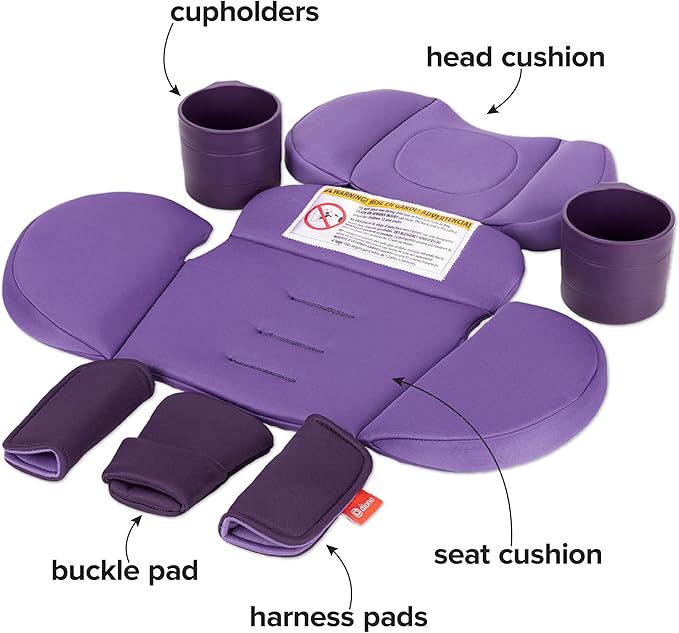 Diono Radian 3R Comfort Travel Kit, Infant Car Seat Accessory, Compatible with Radian 3R, 7-Piece Kit (2 Harness Pads, 1 Buckle Pad, Head Cushion, Seat Cushion, 2 Cupholders), Purple Wildberry