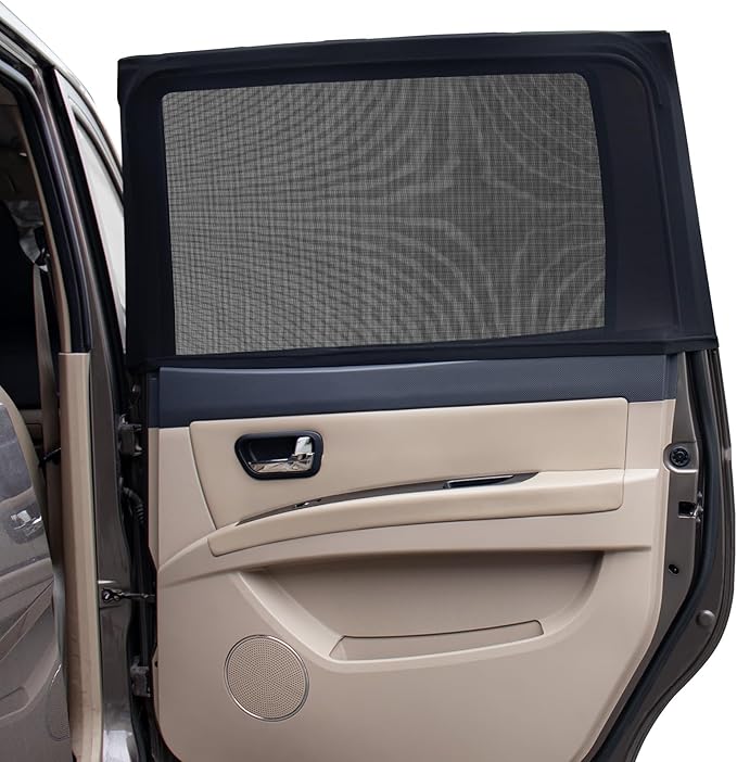 PEYOU Car Window Shades for Baby 2 Pack, Stretchable & Breathable Spandex Rear Side Car Sun Shade for Camping, Blocks UV Rays & Sun Glare for Kids/Adults/Pets - 44.9"X25.6" Fits 99% Cars