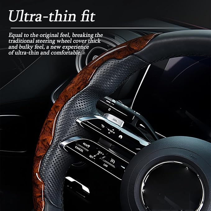 AUCELI Car Wood Grain Steering Wheel Cover, Anti-Skid Segmented Auto Steering Wheel Protector, Automotive Interior Accessories, Universal for Most Vehicles Men and Women