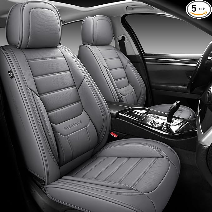 Front Car Seat Covers, Leather Car Seat Covers, Fit for Most Cars SUV and Most Sedan Grey