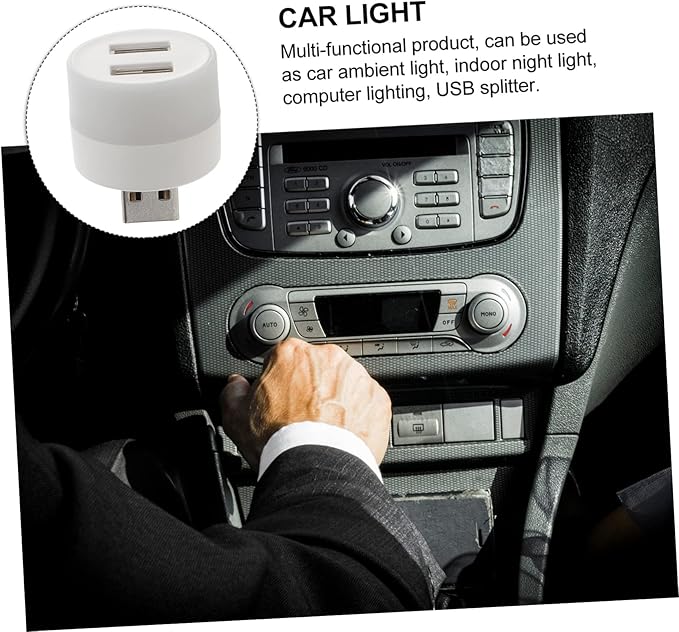 Cabilock 2pcs USB Night Light Dock Holder Hub Ports USB Extender Portable Atmosphere Light for Home Hotel Car