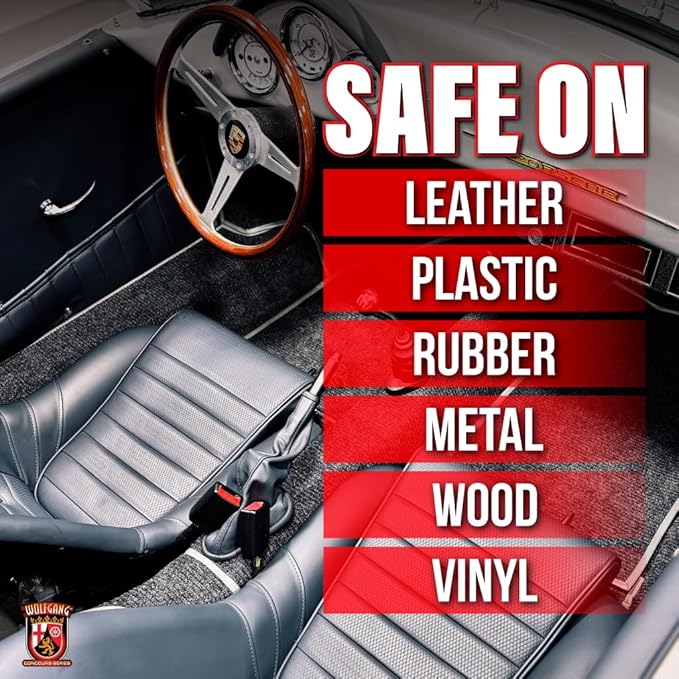 Wolfgang Cockpit Trim Sealant | Interior UV Protection & Restorer for Leather, Vinyl, Plastic, Rubber, Wood & Metal | Prevents Fading, Cracking & Staining | Non-Greasy, Natural Finish | 8 oz.