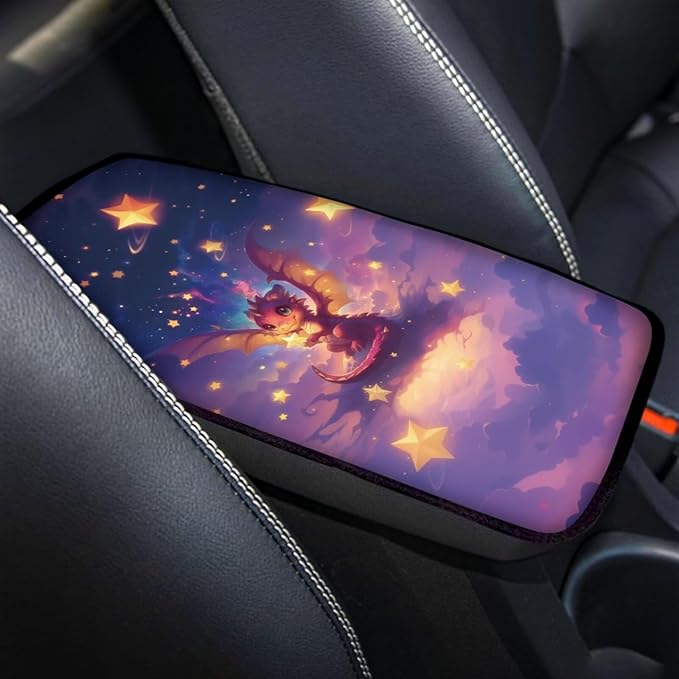 Star Dragon Car Armrest Storage Box Mat Car Center Console Cover Car Armrest Seat Box Cover Universal Fit for Most Vehicle, SUV, Truck Car Decors