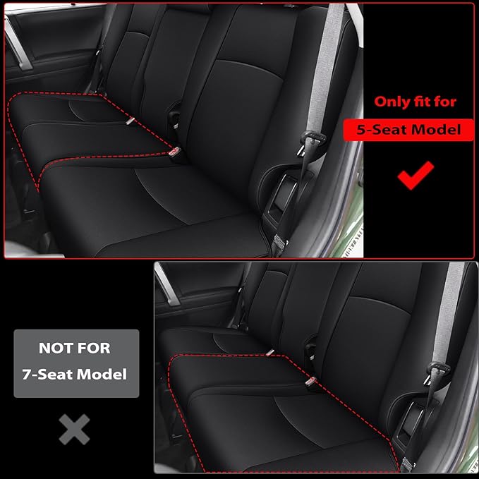 AOMSAZTO Custom Fit Seat Covers for Toyota 4Runner 2011-2024 Full Set Car Seats Cover for 4Runner Accessories Black(5 Seats Model Only)