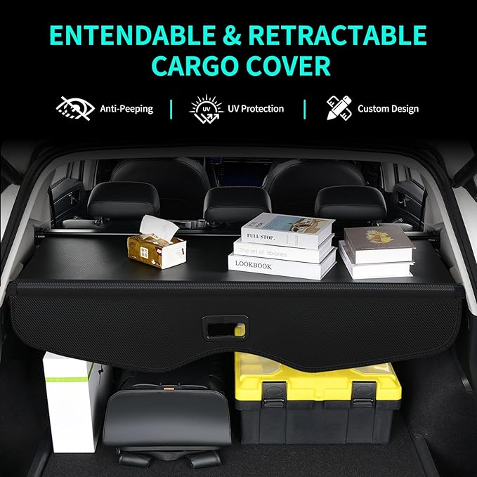 Tecoom Rear Trunk Cargo Cover Fit for Chevrolet Blazer 2019-2024, Carbon Fiber Trunk Security Covers fit for Chevy Blazer 2019 2020 2021 2022 2023 2024 Accessories, Retractable Luggage Privacy Screen