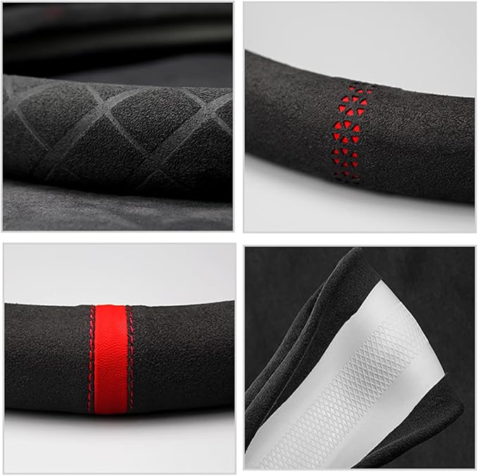Suede Steering Wheel Cover,Compatible with KIA Optima Soul Sportage Sorento Rondo Spectra Sedona Suede Sport Non-Slip Wheel Cover Car Interior Accessories 15 inch for Man and Women