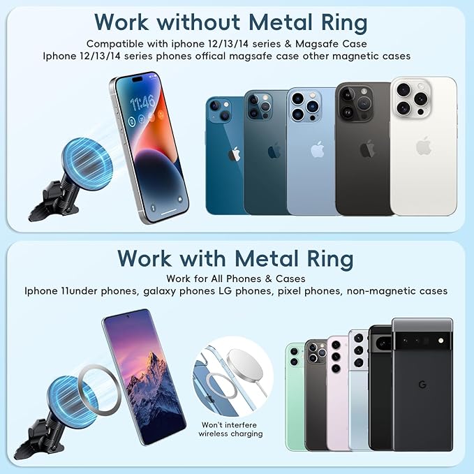 Upgraded Vent Magnetic Phone Mount for Jeep Wrangler JL 2018-2023,Gladiator JT 2020-2023 Air Vent Mounting Cell Phone Cradles 360° Rotation 20x Super Strong Magnet Phone Holder Fit for All Smartphone