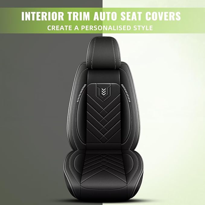AOMSAZTO Car Seat Covers Fit for Kia Forte 2010-2025 2026 Full Set Premium Seat Covers Waterproof Leather Automotive Seat Cushion Protector Compatible with Airbag(5 Seats,Black)