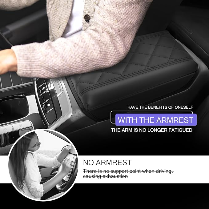 LUWU 2025 2026 Santa Cruz Center Console Cover Compatible with 2022 2023 2024 2025 2026 Santa Cruz Accessories Armrest Cover Center Console Pad Armrest Console Cover (Thick Black)