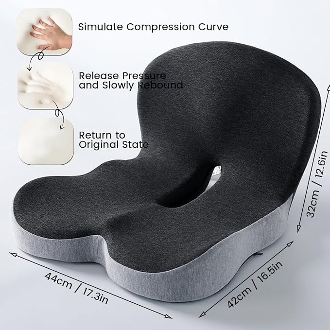 Back and Seat Cushion,Truck Seat Cushion for Long Driving,Ergonomic Non Slip Memory Foam Seat Skin with Back Support,L-Shaped Lumbar Support,Breathable & Machine-Washable,for Car,Office,Home