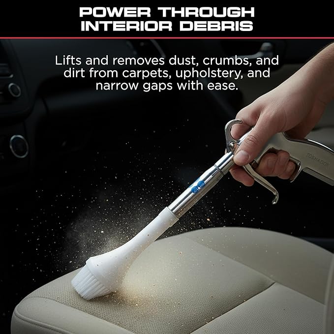 Tornador Z-014 Air Blow Out Tool Bundle | Includes CT-900 Brush Cone | High-Velocity Air Blowout with Brush Agitation | Professional Detailing for Vents, Carpet & Upholstery