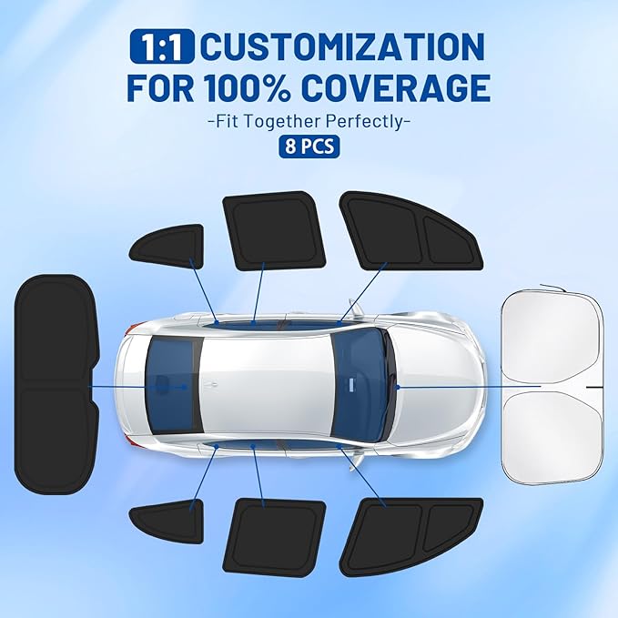 Car Window Shades Intended for Nissan Altima 2013-2018, Privacy Window Covers 8PCS for Side, Rear & Windshield, Car Shield Sunshade for Privacy Protection, Heat Blocking, Camping and Parking