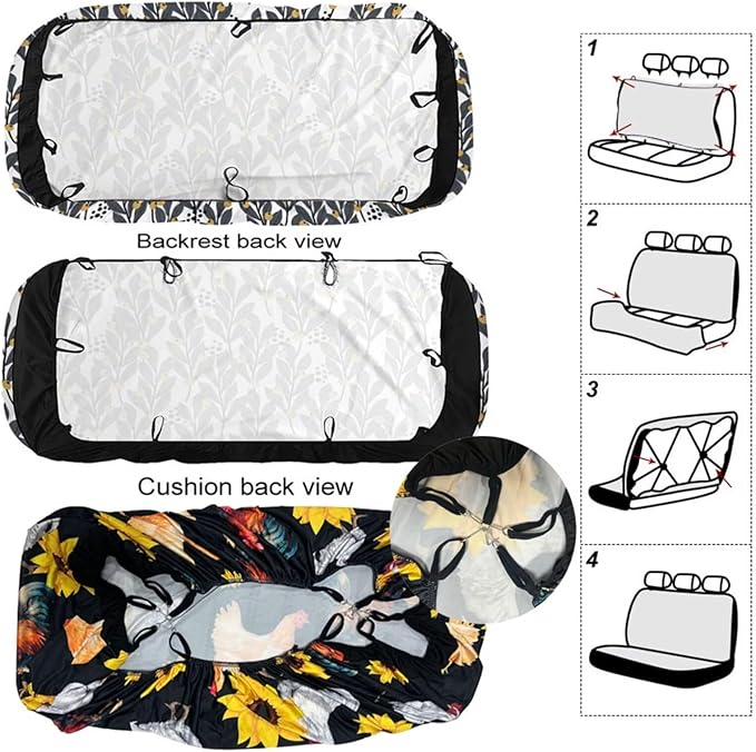 KEIAHUAN Lightning Wolf Car Seat Covers Front Back Auto Front Bucket Seat Covers Rear Split Bench Seat Cushion Pads Vehicle Seat Covers Fit Most Vehicle Truck,SUV