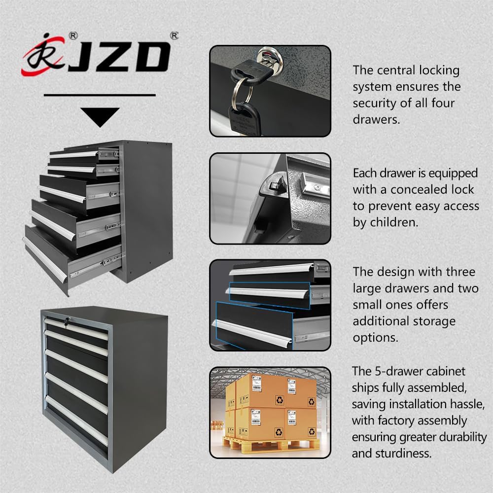 JZD Metal Garage Storage System, Lockable Tool Cabinet Workbench for Workshop, No Wall Mounting Needed, for Utility Room Pantry