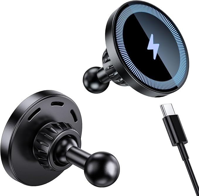 Magnetic Wireless Charging Phone Holder with 20mm Ball Mount for MagSafe Charge, [Heavy-Duty] 20mm Ball for MagSafe Charger Compatible with Bulletpoint Mounting Solutions